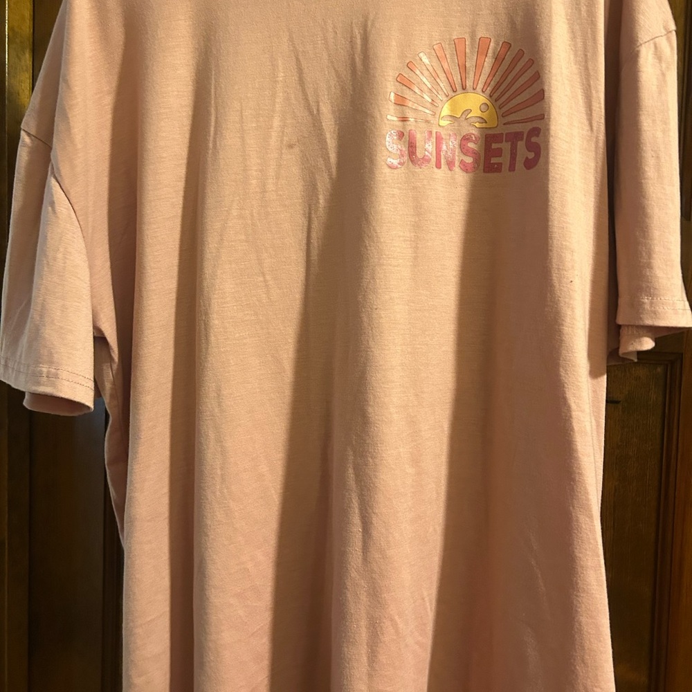 Pink Graphic T-Shirt with Sunsets Logo